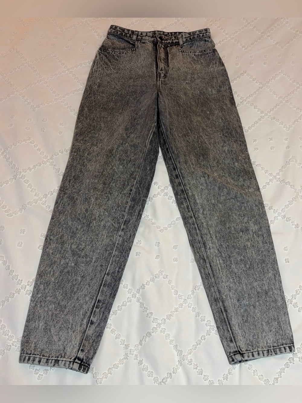 Vintage Unionbay Syncs Gray Acid Wash Straight Leg Women’s 12 High Rise Mom Jean